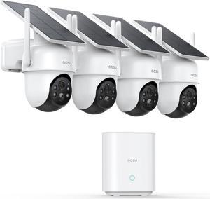 Security Cameras Outdoor Wireless, 4 Cam-Kit, No Subscription, Solar-Powered, Home Security Cameras System with 360° Pan & Tilt, Auto Tracking, 2K Color Night Vision, Easy Setup, 5G & 2.4G WiFi