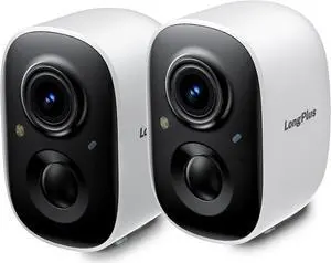 LongPlus Outdoor Security Camera, Battery Powered for Home Security, Wireless WiFi Camera with AI Detection, Color Night Vision,Spotlight,2 Way Audio,2.4Ghz Only, 2 Pack