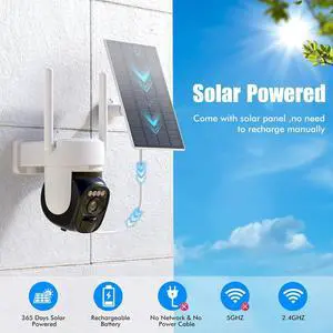 Solar Security Cameras Wireless Outdoor 2K 360° View Pan Tilt Low Power Consumption WiFi Security Cameras with AI Motion Detection, Two-Way Audio,Color Night Vision Solar Security Cameras Wireless Outdoor 2K 360° View Pan Tilt Low Power Consumption WiFi Security Cameras with AI Motion Detection, Two-Way Audio,Color Night Vision