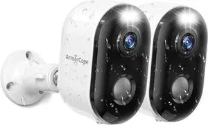 Security Cameras Wireless Outdoor, Battery Powered 2k Color Night Vision, AI Motion Detection, IP66 Weatherproof, 2-Way Talk, SD/Cloud Storage, 2.4Ghz WiFi Cameras for Home Security(2 Pack)