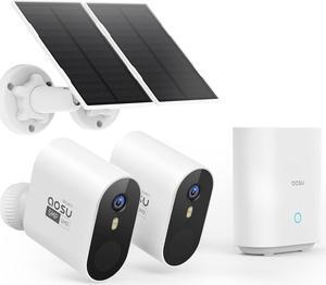 AOSU 5MP Security Cameras Outdoor Wireless, 166° Ultra-Wide-Angle, Solar Powered Home Security Camera System with Color Night Vision, Spotlight, 32G Local Storage, Support 2.4G & 5G WiFi Router