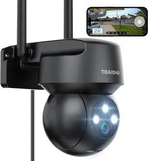 Security Camera Outdoor Black - Camera for Home Security Outside Wired Homekit Camera System Outdoor Dome Surveillance Camera WiFi PTZ Video Camera Outside House Auto Tracking Alarm Color Night Vision