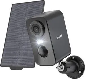 ieGeek Solar Security Cameras Wireless Outdoor with Solar Panel, 2K WiFi Battery Camera for Home Security with Color Night Vision, Motion Detection, 2-Way Talk for Home Surveillance, Works with Alexa