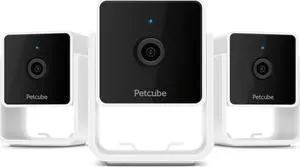 Petcube Cam Pack of 3 Indoor Home Security Cameras with 1080p HD Video, 2-Way Audio, Motion Detection, and Phone App, Night Vision Wi-Fi Camera for Apartment Security, Video Baby Monitor, Pet Camera