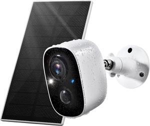 Solar Security Cameras Wireless Outdoor, Outdoor Camera Wireless 2-Way Talk Battery Powered Wi-Fi Cameras for Outside/Indoor 1080P Night Vision AI Motion Detection Spotlight Siren Alarm Waterproof