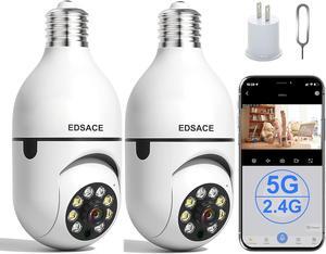 Light Bulb Camera 2 Pack,5g Dual Band Bulb Camera,WiFi 6 Light Bulb Camera Pack of 2, 2.4G/5G WiFi Light Bulb Camera, Home Secuirty Socket Camera,360 Degree Panoramic Camera 2pcs