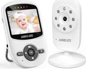ANMEATE Video Baby Monitor with Digital Camera, Digital 2.4Ghz Wireless Video Monitor with Temperature Monitor, 960ft Transmission Range, 2-Way Talk, Night Vision, High Capacity Battery1 Camera
