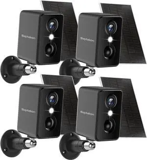 Gadpiparty Septekon 2K Security Cameras Wireless Outdoor 4 Pack, Solar Battery Powered Camera with Two Spotlights, PIR Motion Detection Siren, Color Night Vision, 2-Way Audio, IP66 Waterpoof