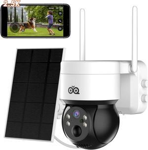 Solar Security Camera Wireless Outdoor, 4MP Solar/Battery Powered Camera for Home Security, Pan/Tilt 2.4GHz WiFi Camera with PIR, 2-Way Audio, Color Night Vision, Cloud/SD