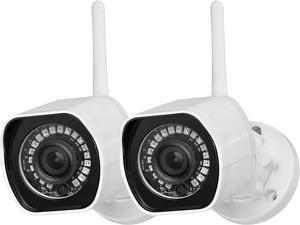 Zmodo Outdoor Wireless Security Camera System, 2 Pack 1080p Full HD Smart Home Indoor Outdoor WiFi IP Cameras with Night Vision, Plug-In, Compatible with Alexa