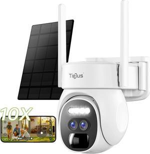 Dual Lens Security Cameras Wireless Outdoor, 2K Solar WiFi Cameras for Home Security Outside, Battery Powered Surveillance Camera, Color Night Vision/Motion Sensor/Work with Alexa