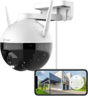 EZVIZ 360° Security Camera Outdoor, WiFi Camera for Home Security, Surveillance Camera, No Subscription with Motion Detection, Color Night Vision, Audio Pick-up, Waterproof, Alexa/Google, 256GB| C8C