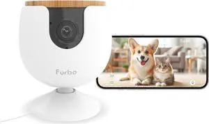 Furbo New Mini Pet Camera: Small Camera, Big Safety & Peace of Mind | Full HD, Color Night Vision, 2-Way Audio, Barking Alerts, Designed for Dogs or Cats | Pet Camera w/Phone App