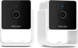 Petcube Cam Indoor Home Security Camera with 1080p HD Video, Two-Way Audio, Motion Detection, and Phone App, Night Vision Wi-Fi Camera for Apartment Security, Video Baby Monitor, Pet Camera (2pack)