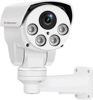 Jennov POE Camera Outdoor 5MP(2592x1944) HD IP PTZ Security Camera with 5X Optical Zoom, 260° Pan-Tilt View, 68ft NightVision, Human Detection, Mic/Audio, IP66 Weatherproof, Videolink APP