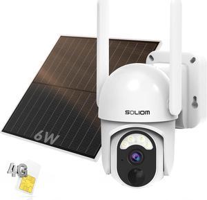 SOLIOM S40RLTE CellularSecurityCamera with Binding SIM Card Solar Security Cameras Wireless Outdoor Mini Pan Tilt 355View with 2K Resolution Video Spotlight Night Vision Motion Detection
