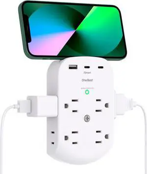 Surge Protector Outlet Extender, 8 Multi Plug Outlet with 3 USB Wall Charger (2 USB C Port), 3 Sided Multi Plug Wall Outlet Splitter, Multiple Plug Adapter for Home Office Dorm Room