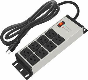CCCEI Heavy Duty Power Strip Surge Protector 20 AMP, 8 Outlets 12 Gauge Industrial Shop Garage Metal Multiple Outlets, 6 FT Extension Cord 5-15P Adapter High Amp 6-20R T-Slot 20a for Appliance