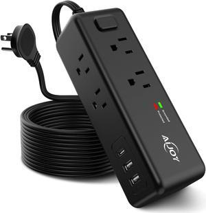 Power Strip Surge Protector, 5 FT Extension Cord with 8 AC Ports and 3 USB Ports (1 USB C), 3-Side Outlet Extender Strip, Flat Plug, Wall Mount, Small Power Strip for Travel Office Dorm Home