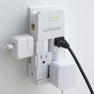 ECHOGEAR On-Wall Surge Protector with 6 Pivoting AC Outlets & 1080 Joules of Surge Protection - Low Profile Design Installs Over Existing Outlets to Protect Your Gear (White)