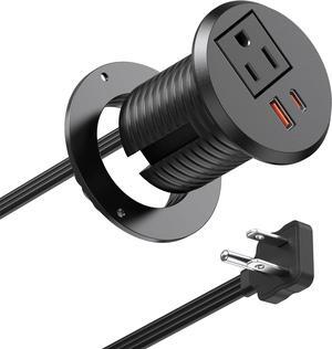 Desktop Power Grommet 2 inch Hole,PD 30W USB C Fast Charging Station,Ultra Thin Flat Plug Power Strip,Recessed Outlet,Slim Outlet Extender for Office,Table Outlets for Home,Office,6ft Cable