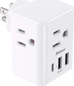 2 Pack Outlet Extender Multi Plug Outlet, USB Wall Charger with 3 USB Ports (1 USB C), No Surge Protector Cruise Essentials for Ship and Travel, ETL Listed