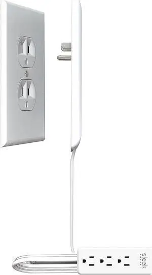 Sleek Socket - The Original & Patented Ultra-Thin Outlet Concealer with Cord Concealer Kit, 3 Outlet, 3-Foot Cord, Universal Size, UL Certified (Ideal for Kitchens, Small Spots & Behind Furniture)