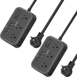 2 Pack Power Strip with 6 Outlets(2 Side) and 4 USB, NTONPOWER Flat Plug Extension Cord 5 Ft, Overload Protection, Wall Mount, Compact Size Charging Station for Office Desk, Nightstand and Travel
