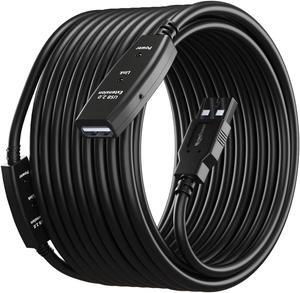 65 Feet Active USB Extension Cable 2.0 Male to Female with 2 Extension chipsets Signal Booster - Active Extension/Repeater Cord 20 Meters / 65 Feet (AC Power Supply Included)