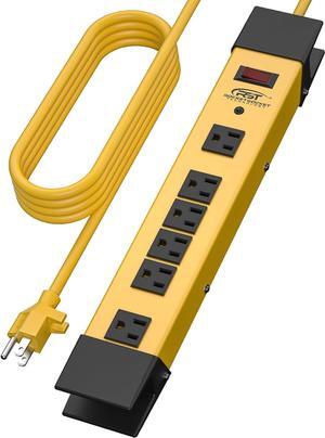 CRST 6-Outlet Metal Heavy Duty Power Strip,Surge Protector Power Strip with 15FT Long Cord, Wide Spaced, 15A Overload Protection, Cord Management, 1225J, ETL Listed