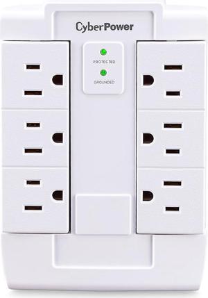 CyberPower CSB600WS Surge Protector, 900J/125V, 6 Swivel Outlets, Wall Tap, White, UL Listed