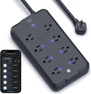 Geeni Surge Ultra Smart Surge Protector - 8 Outlets, Remote Control, Surge Protection, Voice Control with Alexa & Google Assistant