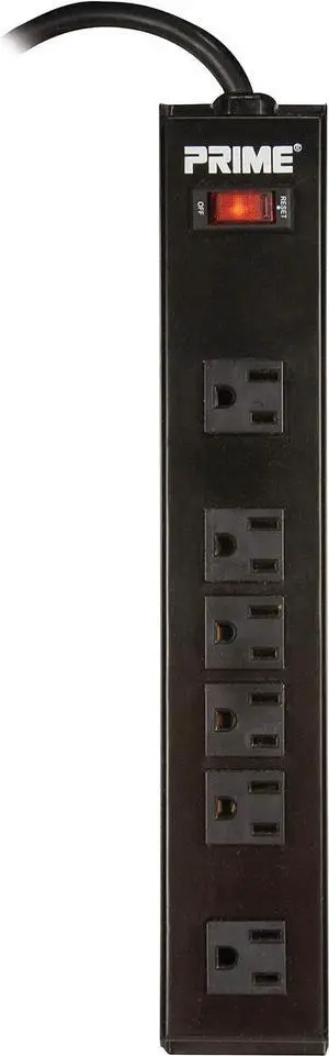 Prime Wire & Cable PB801120 6-Outlet Metal Power Strip with 14-3 SJT 10-Feet Cord,Black