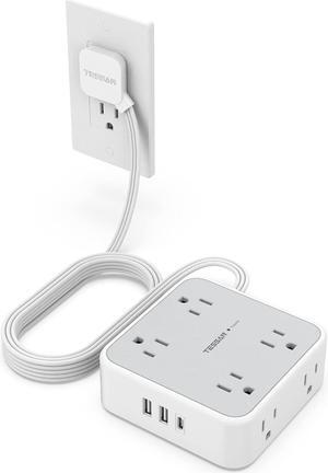 Power Strip Surge Protector 10 Ft Cord, 8 AC Outlets, 3 USB Charger(1 USB C Port), Ultra Thin Extension Cord, Flat Plug, 900 Joules Protection, Desk Charging Station for Home, Office Essentials