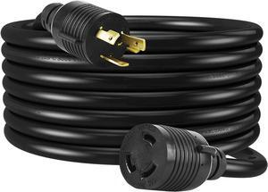 HENGYI L6-30P to L6-30R Extension Cord,Heavy Duty Generator Locking Power Cord,SJTW 10GUAGE,3 Prong Generator Cord with UL Listed ,Black,30Amp 7500 Watts,25FT