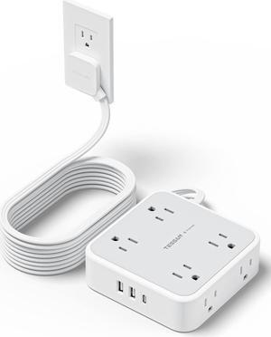 Surge Protector Power Strip 15 Ft Cord, 8 Widely Spaced Outlets, 3 USB Charger(1 USB C Port), Ultra Thin Flat Plug Extension Cord 15 Feet, 900J Surge Protection for Home, Office, Dorm Room Essentials