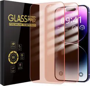 2 Pack Screen Protector for iphone 15 Pro [6.1 inch], New Red Light 9H Tempered Glass Screen Protector Upgraded Protection, Anti-Blue Light, Anti-Reflection, Patented Eye Protection.
