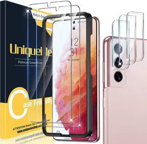 UniqueMe [2+3 Pack Compatible with Samsung Galaxy S21 5G - 6.2 inch Tempered Glass + Camera Lens Protector Screen Protector with Easy Installation Frame[9H Hardness][Not for Samsung S21 Plus]