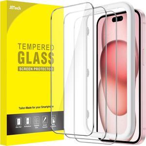 Screen Protector for iPhone 15 6.1-Inch Tempered Glass Film with Easy Installation Tool Case-Friendly HD Clear 3-Pack