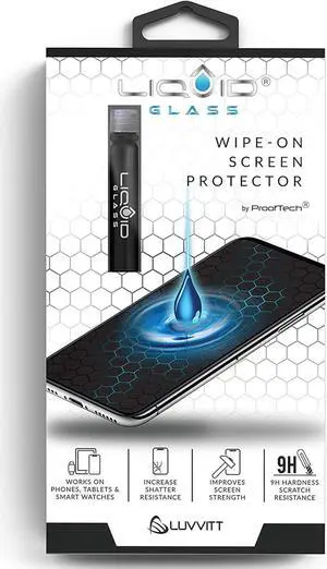 LIQUID GLASS Screen Protector for All Smartphones Tablets and Watches Scratch and Shatter Resistant Wipe On Nano Protection for Up To 4 Devices - Bottle