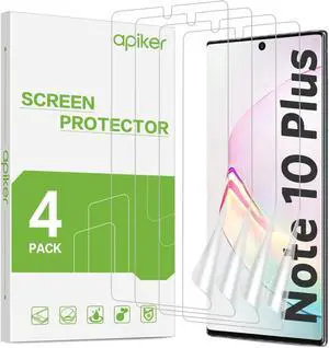 apiker 4 Pack Screen Protector Compatible with Samsung Galaxy Note 10 Plus, Soft TPU Film Support Fingerprint Sensor