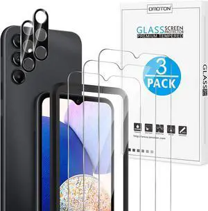 OMOTON Screen Protector for Samsung Galaxy A14 5G, [3+2 Pack] for A14 screen protector & Camera Lens Protector, Case Friendly/Tempered Glass/Alignment Frame(6.6 Inch, 2023 Released)