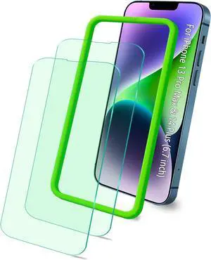 Blue Light Screen Protector for iPhone 13 Pro Max & iPhone 14 Plus (6.7''), Eye Protection Tempered Glass Film, Scratch-Resistant, Bubble Free, Glare Free,with Easy Installation Kit, 2 Pack