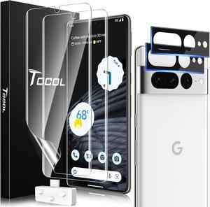 TOCOL 2+2 Pack for Google Pixel 7 Pro Screen Protector -2 Pack Screen Protector (TPU) & 2 Pack Glass Camera Lens Protector, Soft TPU Screen Protector for Pixel 7 Pro, Self-Healing, [Alignment Kit]