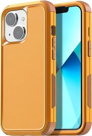 AICase Rugged Case for iPhone 13,Heavy Duty 3-Layer Pocket-Friendly Durable Military Grade Protection Shockproof/Drop Proof Protective Cover for iPhone 13 6.1 inch_7 Yellow