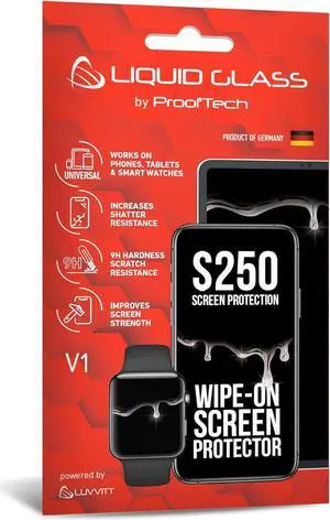 Luvvitt Liquid Glass Screen Protector With $250 Screen Protection - Scratch Resistant Wipe On Coating for All Smartphones Tablets Smartwatches - Universal