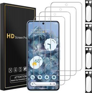 4 Pack for Google Pixel 8 Pro Screen Protector with 4 Pack Camera Lens Protector, 9H Tempered Glass Film Anti-Fingerprint Case Friendly Bubble Free