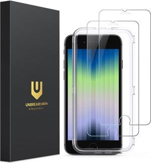 UNBREAKcable Screen Protector for iPhone SE 2022/2020, for iPhone 8/iPhone 7 [2-Pack], Double Shatterproof Tempered Glass [Easy Installation Frame] [9H Hardness] [HD Clear] for iPhone 4.7 inch