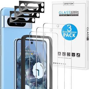 OMOTON 3+3 Pack for Pixel 8 Pro Screen Protector, 3 Pack for Google Pixel 8 Pro Tempered Glass, 3 Pack Camera Lens Protector, Fingerprint Compatible/Alignment Frame(6.7 Inch, 2023 Released)