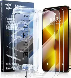 SmartDevil 3 Pack Screen Protector for iPhone 13 / iPhone 13 Pro/iPhone 14 (6.1 Inch) Tempered Glass, HD Clear Film, Easy Installation, Dust-Free & Bubble-Free
